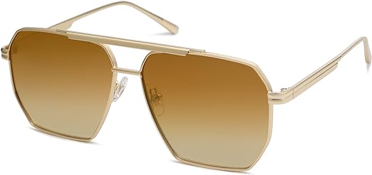 Retro Oversized Square Polarized Sunglasses for Women and Men Vintage Shades UV400 Classic Large Metal Sun Glasses