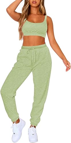 Women Sweatsuits Bra and Sweatpants Set 2 Pieces Jogger Tracksuit