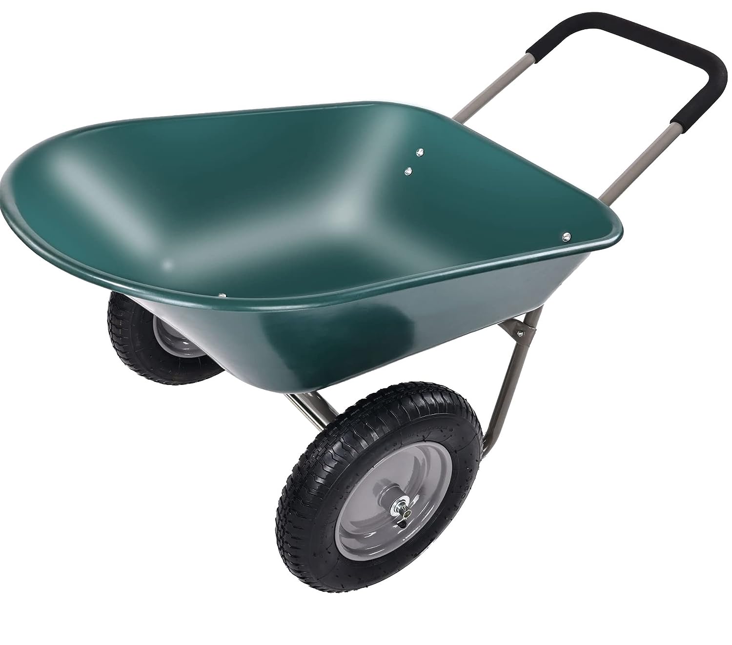 Dual-Wheel Home Garden Yard Utility Wheelbarrow Cart with Built-in Stand