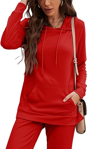 Sweatsuits for Women Set Jogger Set Hoodie Two Piece Lounge Suit Long Sleeve Athletic Outfits Kangaroo Pockets