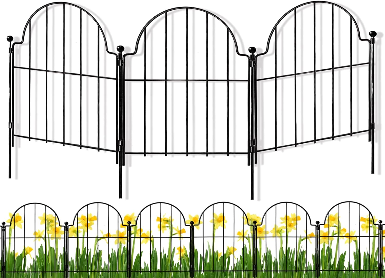 Fenceguru Decorative Garden Fence, 22in (H) x 13in (L) No Dig Rustproof Metal Wire Animal Barrier Fence for Rabbit Critters, Garden Fence Border for Yard & Patio Outdoor Landscape Decor, 10 Pack