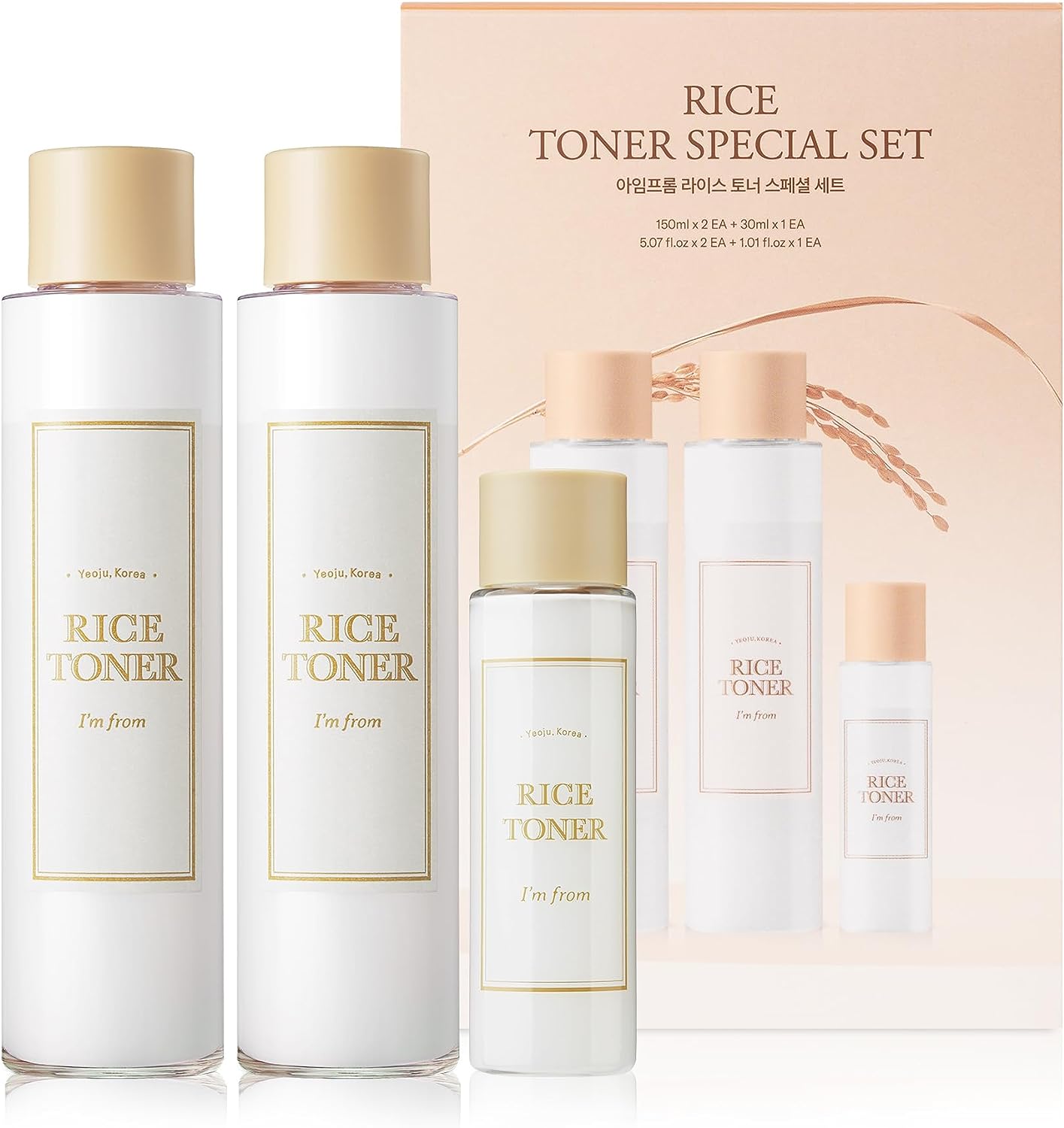 Rice Toner Special Set 11.15 Fl Oz, Limited Edition, Hydrating for Dry Skin, Vegan, Alcohol Free, Fragrance Free, Peta Approved, K Beauty Toner