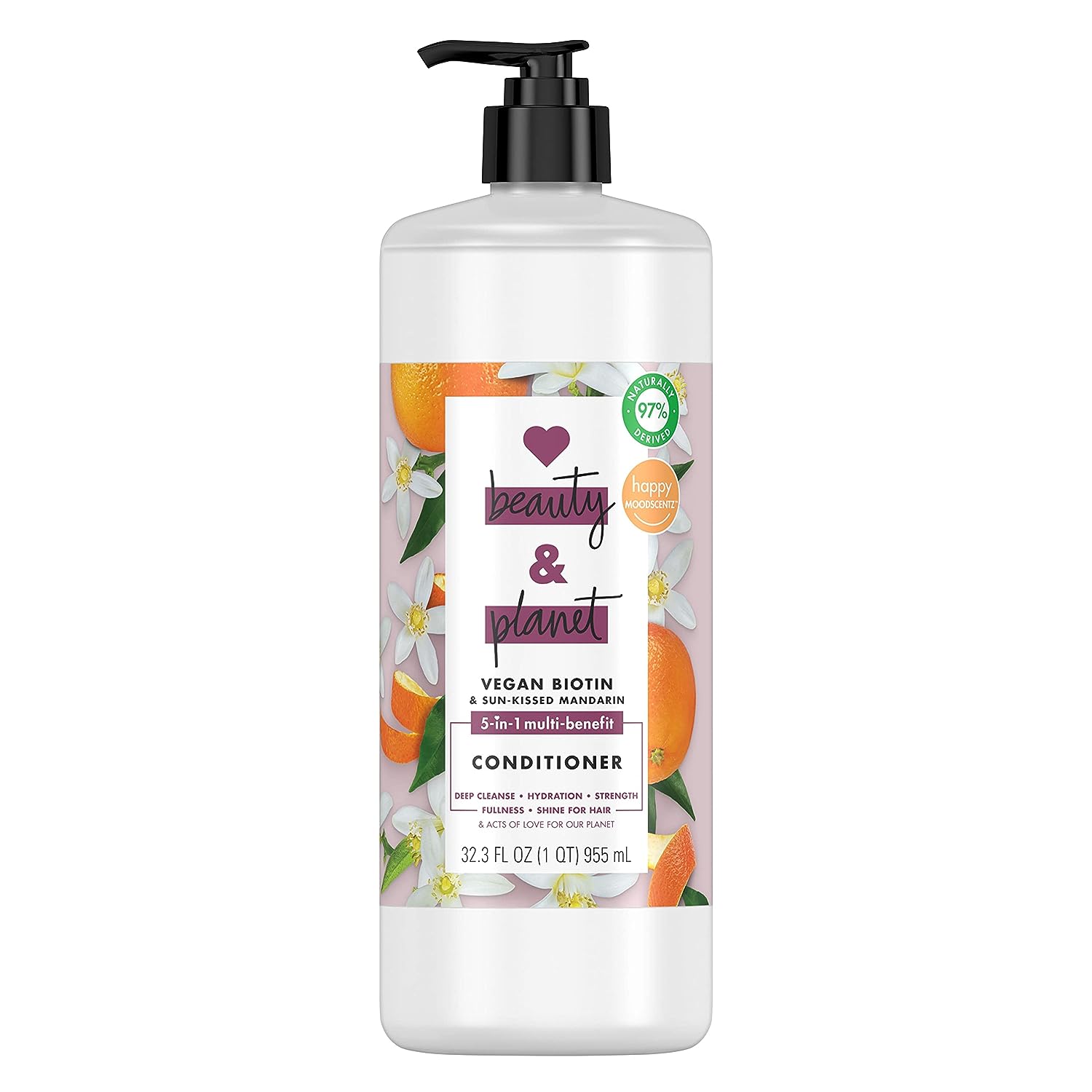 Silcone-Free Conditioner Vegan Biotin & Sun-Kissed Mandarin Deep Cleanse, Hydrate, Strengthen, Volumize & Shine 5-in-1 Multi-Benefit Nourishing Conditioner for Hair 32 oz