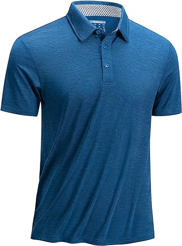 Men’s Golf Polo Shirts Short Sleeve Quick Dry Lightweight Casual Athletic Collared T-Shirts 3 Buttons