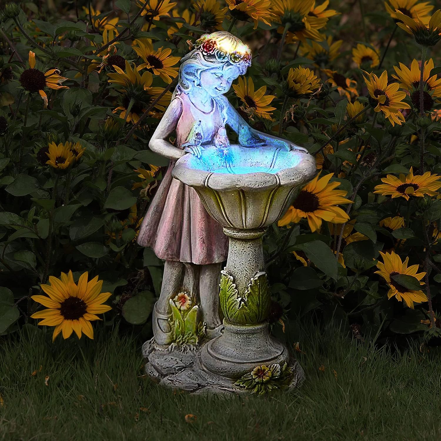 Fairy Garden Statue, Solar Garden Angel Figurine Outdoor Decoration Waterproof Resin Garden Sculpture for Patio Yard Lawn Porch Art Decoration Ornament Housewarming Christmas Birthday Gift