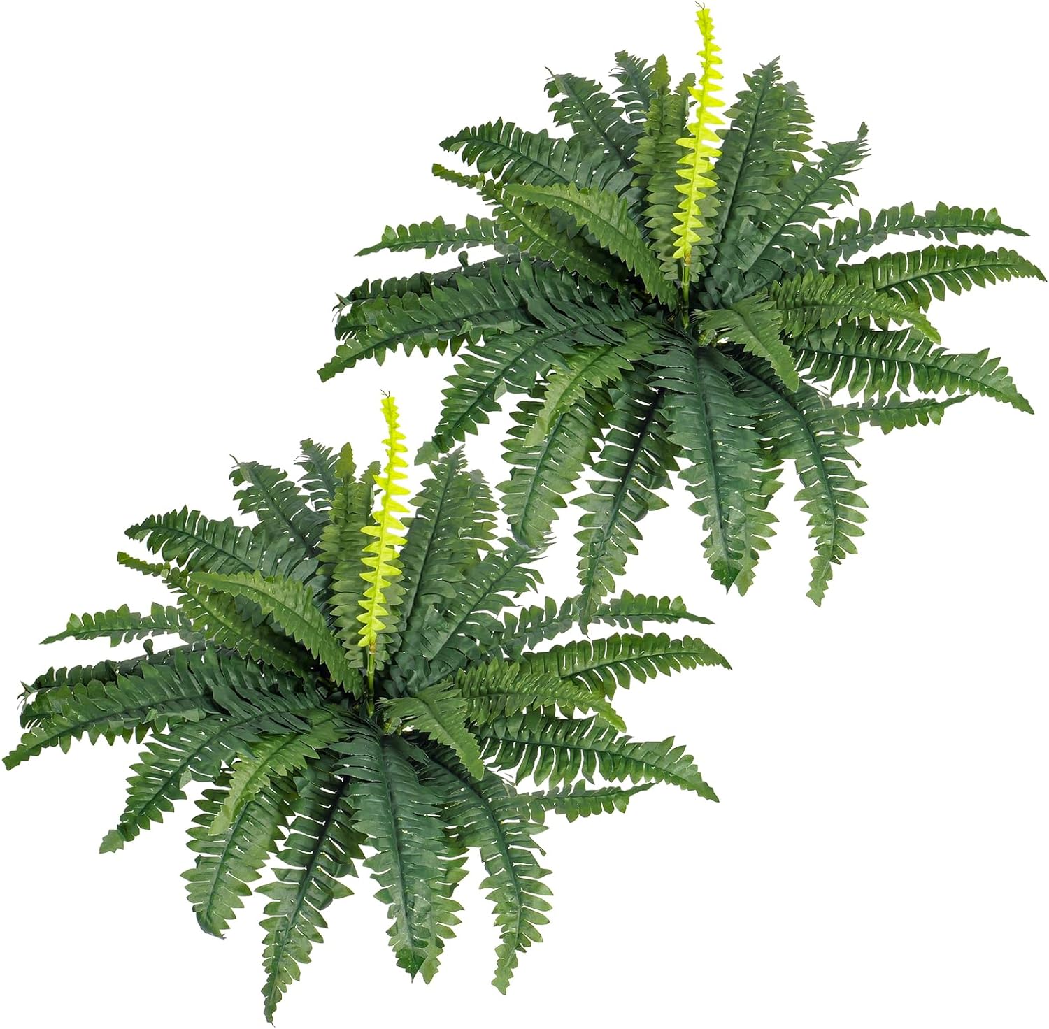 Artificial Boston Fern Bush for Outdoors &Indoors，2Pcs 33″ Diam Large Fake Plants, Suitable for Home Garden, Porch Windowsill, Office, Patio, Living Room,Farmhouse Faux Greenery